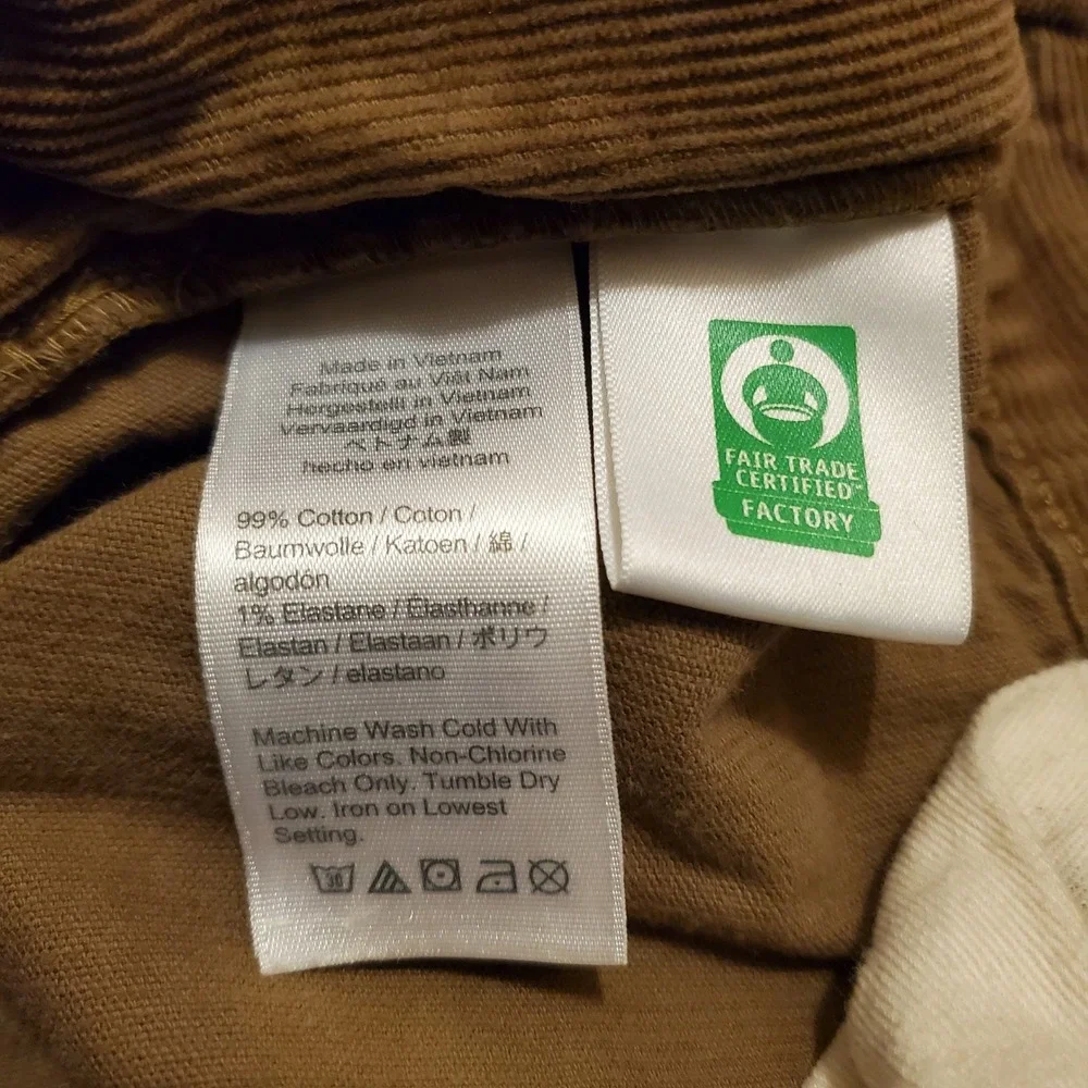 J Crew Corduroy Pants Men 34x32 Brown Straight Fit Chino Stretch Preppy‎